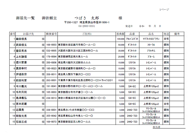 リスト作成見本